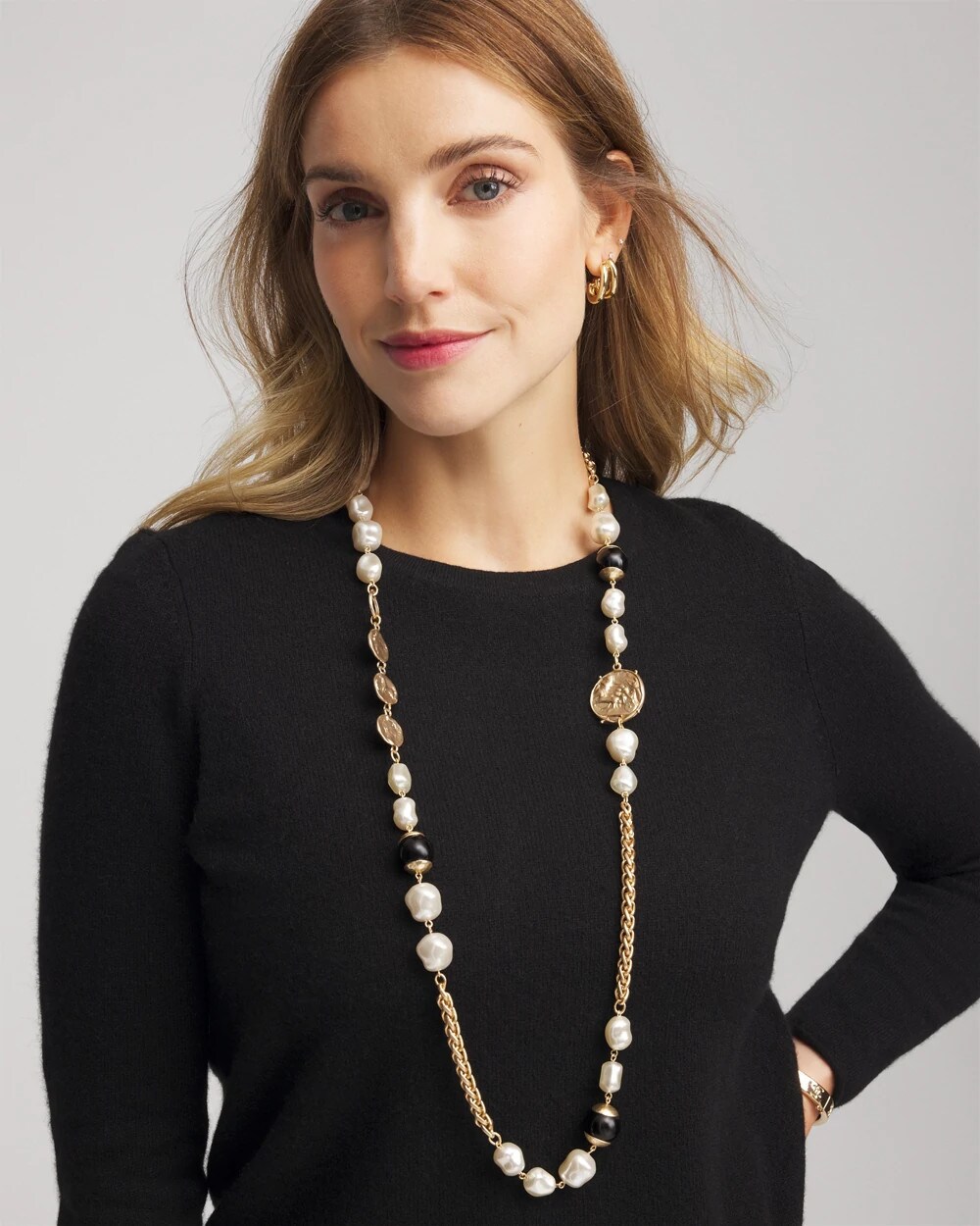 Gold Pearl Long Single-Strand Necklace | Chico's
